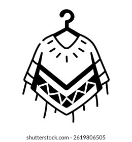 A doodle style icon of a winter cape shawl 