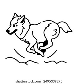 Eine Ikone des Wolfslaufs im Doodle-Stil 