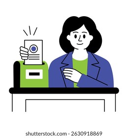 A doodle style illustration of bank teller