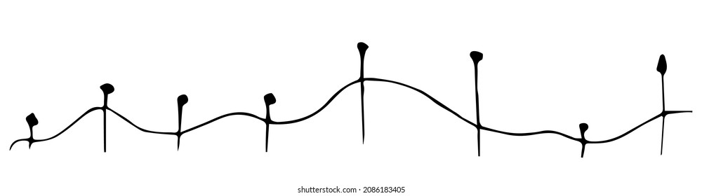 Doodle Style Illustration With Hairpins And Wavy Line. Schematic Graph Of Sales. A Growing And Falling Financial Market.