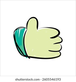 Doodle style illustration of a hand giving a thumbs-up sign