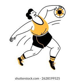 A doodle style illustration showing discus throw
