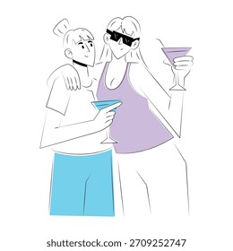 Una ilustración de estilo doodle que muestra a un compañero de bebida