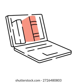 Uma ilustração de estilo de rabiscar mostrando a biblioteca e