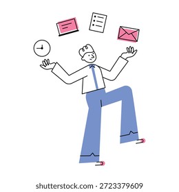 A doodle style illustration showing multitasking