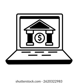 Doodle style illustration showing online bank 
