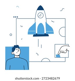 Una ilustración de estilo doodle que muestra un lanzamiento de software
