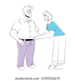 Uma ilustração em estilo de rabiscar mostrando um amigo provocante