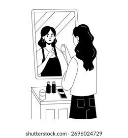 Una ilustración de estilo doodle que muestra el perfume de prueba