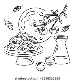 doodle style illustration of traditional korean festival