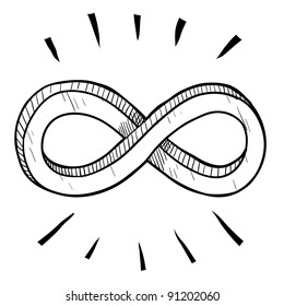 Doodle style infinity math symbol illustration in vector format suitable for web, print, or advertising use.