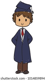 Doodle style isolated graduated student on a white background