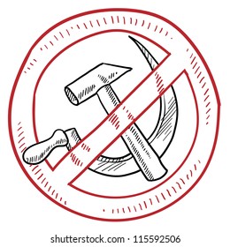 Doodle style "Just say no to Communism and Socialism" hammer and sickle illustration in vector format.