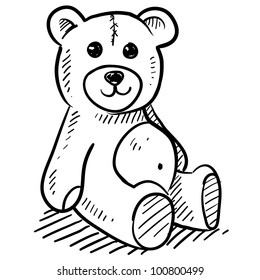 Doodle style kid's teddy bear illustration in vector format