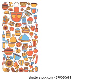 Doodle style kitchenware Hand drawn elements
