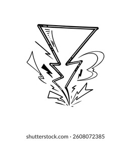 Doodle style lightning illustration wrapped in a white background
