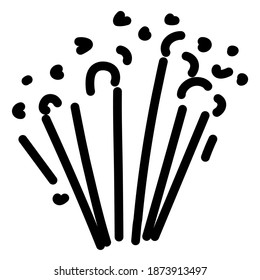Doodle style linear fireworks. Vector illustration of a simple explosion of festive firecrackers