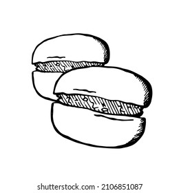 Doodle style macaroon isolated on white background