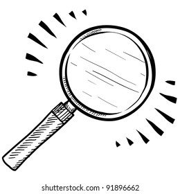 Doodle style magnifying glass, search, or look icon illustration in vector format