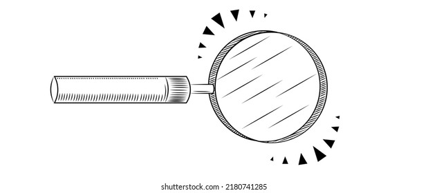 Doodle style of magnifying glass in vector format. Isolated illustration for banners, posters, logo.