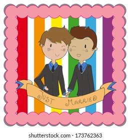 doodle style male gay couple ready to get married