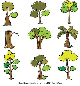 Doodle of style many tree set vector art