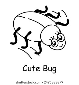 A doodle style mascot of cute bug 