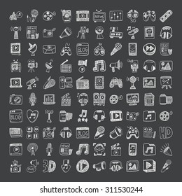 doodle style media icons