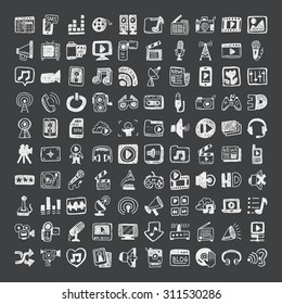 doodle style media icons