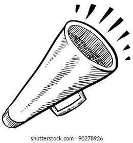 Doodle style megaphone, announcement, or contact vector illustration