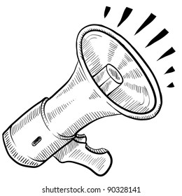 Doodle style megaphone or announcement vector illustration