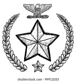 Doodle Style Military Rank Insignia For US Army Including Star And Wreath