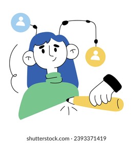 Eine Mini-Illustration im Doodle-Stil zur Herstellung der Verbindung 