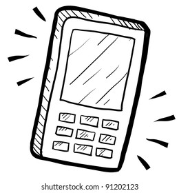 Doodle style mobile phone or calculator illustration in vector format suitable for web, print, or advertising use.