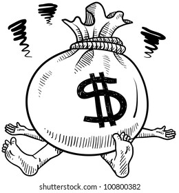 Doodle style money problems illustration in vector format