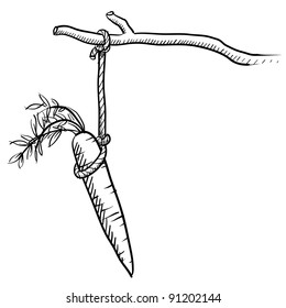 Doodle style motivational carrot illustration in vector format suitable for web, print, or advertising use.