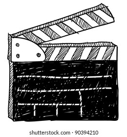 Doodle style movie set clapperboard vector illustration