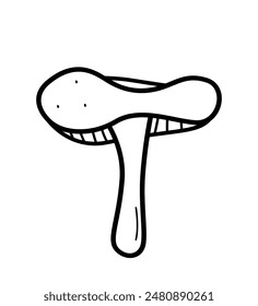 Doodle style mushroom icon vector. Illustration of russula the contour is isolated on white