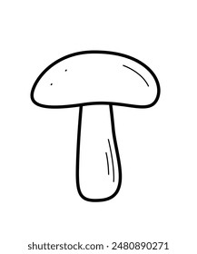 Doodle style mushroom icon vector. Illustration of boletus the contour is isolated on white