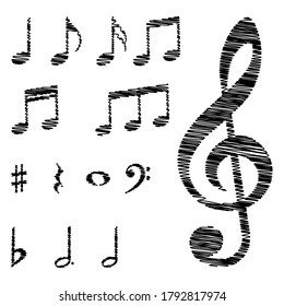 Doodle style music notes, vector illustration.