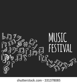 Doodle style musical notes background. Vector illustration.