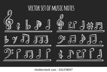 Doodle style musical notes background. Vector illustration.