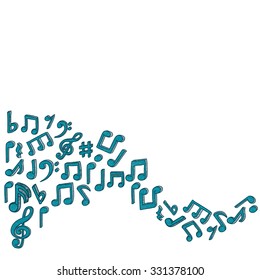 Doodle style musical notes background. Vector illustration.
