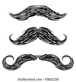 Doodle style mustaches sketch in vector format