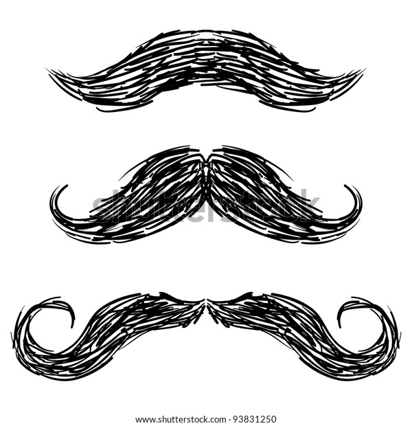 Doodle style\
mustaches sketch in vector\
format