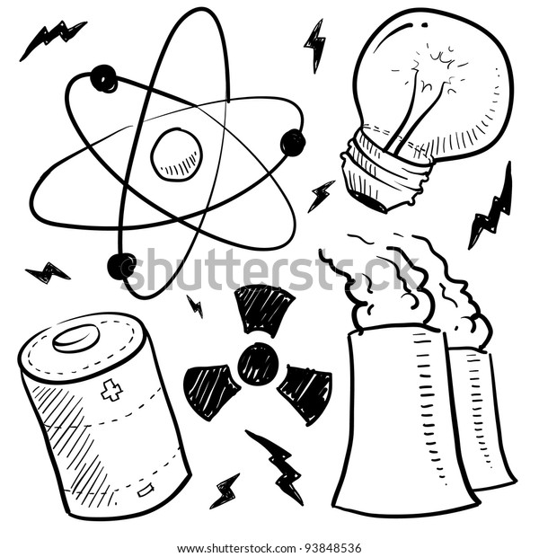 Doodle Style Nuclear Energy Power Sketch Stock Vector (Royalty Free ...