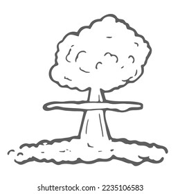 Doodle style nuclear mushroom cloud illustration in vector format suitable for web, print, or advertising use.