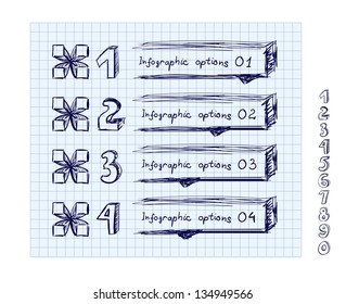 Doodle style number options banner.