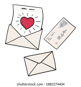 Doodle Style Open and Closed Envelopes