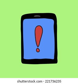 Doodle style pad with exclamation mark. Warning symbol